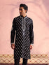Men's Black Silk Blend Embroidered Ethnic Kurta