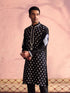 Men's Black Silk Blend Embroidered Ethnic Kurta