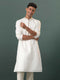 Men's Cream Embroidered Cotton Blend Kurta