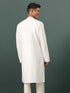 Men's Cream Embroidered Cotton Blend Kurta