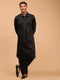 Men's Black Cotton Blend Pathani Suit Set