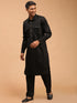 Men's Black Cotton Blend Pathani Suit Set