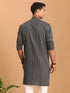 Men's Grey Jacquard Zig Zag Cotton Kurta