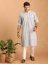 Men's Grey And White Batik Printed Kurta