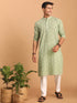 Men's Green Geometric Booti Jacquard Kurta