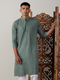 Men's Green Cotton Jacquard Kurta