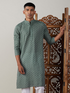 Men's Green Cotton Jacquard Kurta