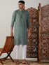 Men's Green Cotton Jacquard Kurta