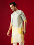 Men's Multicolor Base Yellow Cotton Printed Kurta
