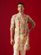 Men's Multicolor Base Beige Cotton Printed Kurta