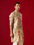 Men's Multicolor Base Beige Cotton Printed Kurta