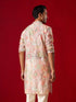 Men's Multicolor Base Peach Cotton Printed Kurta