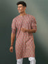 Men's Multi Color Base Red Ajrakh Printed Kurta