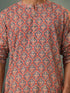 Men's Multi Color Base Red Ajrakh Printed Kurta
