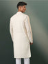 Men's Cream Jacquard Cotton Kurta