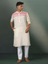 Men's Cream Jacquard Cotton Kurta