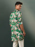 Men's Green Floral Print Cotton Blend Kurta