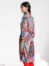 Women's Shirt Style Satin Embellished Blue Kurta