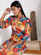 Women's Shirt Style Satin Embellished Mustard Kurta