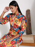 Women's Shirt Style Satin Embellished Mustard Kurta