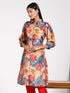 Women's Shirt Style Satin Embellished Mustard Kurta