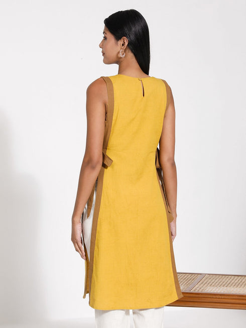 Women's Mustard Cotton Tie-Up Kurta