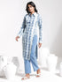 Women's Blue Indigo Denim Look Cotton Shirt Style Kurta