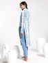 Women's Blue Indigo Denim Look Cotton Shirt Style Kurta