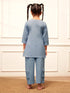 Girl's Aqua Cotton Kurta Pyjama Set
