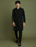 Boy's Black Mirror Work Georgette Kurta And Pyjama Set