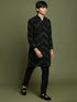 Boy's Black Mirror Work Georgette Kurta And Pyjama Set