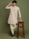Boy's' Multicolor-Base-Beige And Cream Kurta Patiala Set