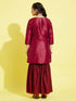 Girl's' Maroon Zari Kurta And Sharara Set