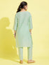 Girl's' Mint Green Viscose Kurta And Straight Pant Set