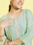 Girl's' Mint Green Viscose Kurta And Straight Pant Set