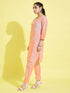 Girl's' Pink Viscose Kurta And Straight Pant Set