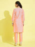 Girl's' Pink Viscose Kurta And Straight Pant Set