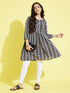 Girl's Black Pure Cotton Chikankari Kurta With Leggings Set