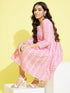 Girl's Pink Pure Cotton Chikankari Kurta