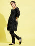 Girl's Black Mirror Kurta Pyjama Set