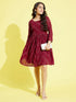Girl's Maroon Mirror Kurta