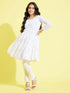 Girl's White Mirror Kurta Pyjama Set