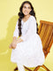 Girl's White Mirror Kurta Pyjama Set