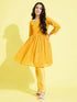 Girl's Yellow Mirror Kurta Pyjama Set