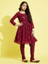 Girl's Maroon Mirror Kurta Pyjama Set