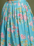 Girl's Aqua Blue Floral Print Crop Top & Lehenga Set With Dupatta