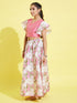Girl's Printed Skirt And Ruffle Crop Top Set