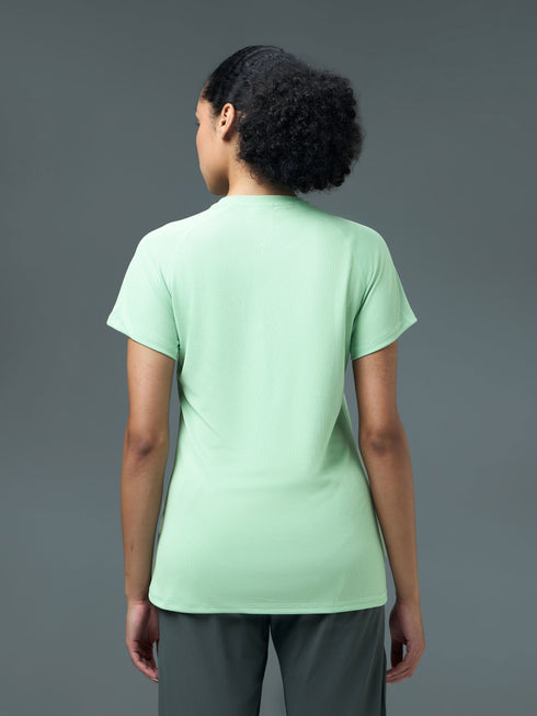 Women Solid Slim Fit Crew Neck T-shirt with TECHNO COOL