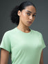 Women Solid Slim Fit Crew Neck T-shirt with TECHNO COOL