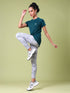 Women Solid Slim Fit Crew Neck T-shirt with TECHNO COOL